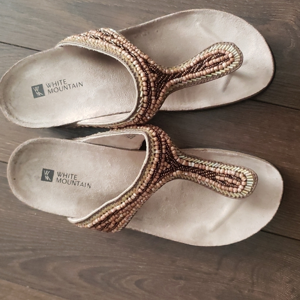 WHITE Mountain Beaded Sandals